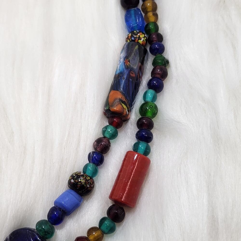 Colorful Glass Beaded Necklace Different Shapes Beads - Picture 4 of 5